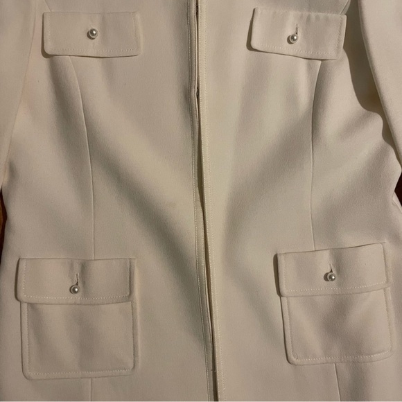 Tahari Arthur S. Levine off white long blazer coat size 6 - Picture 6 of 15